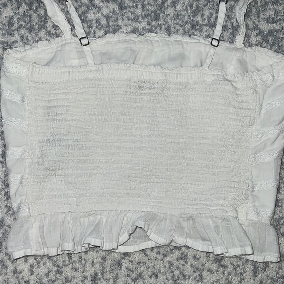 Abercrombie & Fitch Cream Ruffled Strap Top size Small - Picture 5 of 10